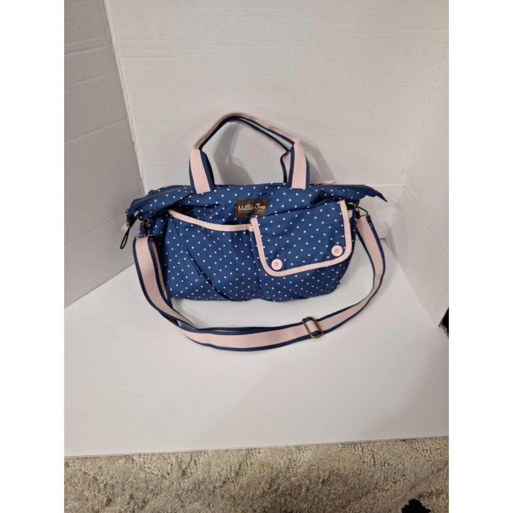 Matilda Jane The Essentials Diaper Bag Tote Navy Pink  Polka Dot Travel Baby